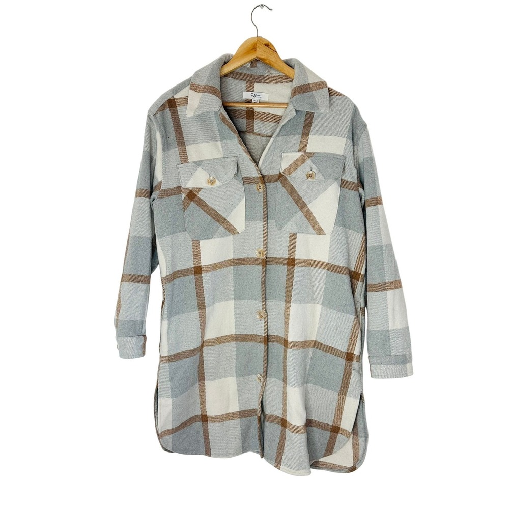 C by one plaid‎ shacket oversized button up shirt jacket women's XL